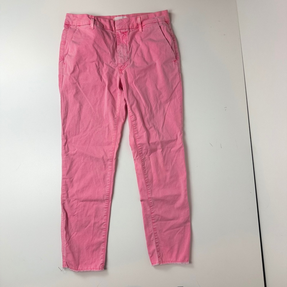 Sundry Pink Slim Fit Chino Pants Size 26 Made in USA Raw Hem Stretch Cotton